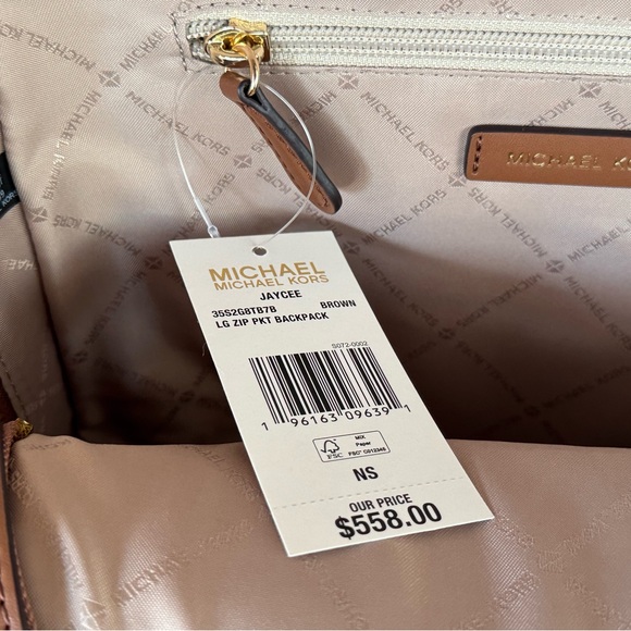 Michael Kors Jaycee Large Zip Pocket Backpack MK Brown - Picture 11 of 13